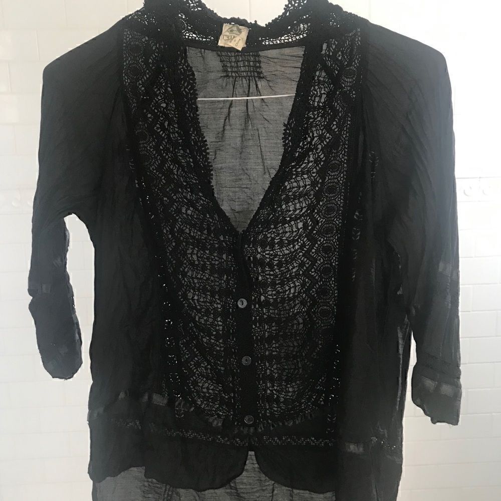 Anthropologie TINY black see through lace blouse - Picture 2 of 4